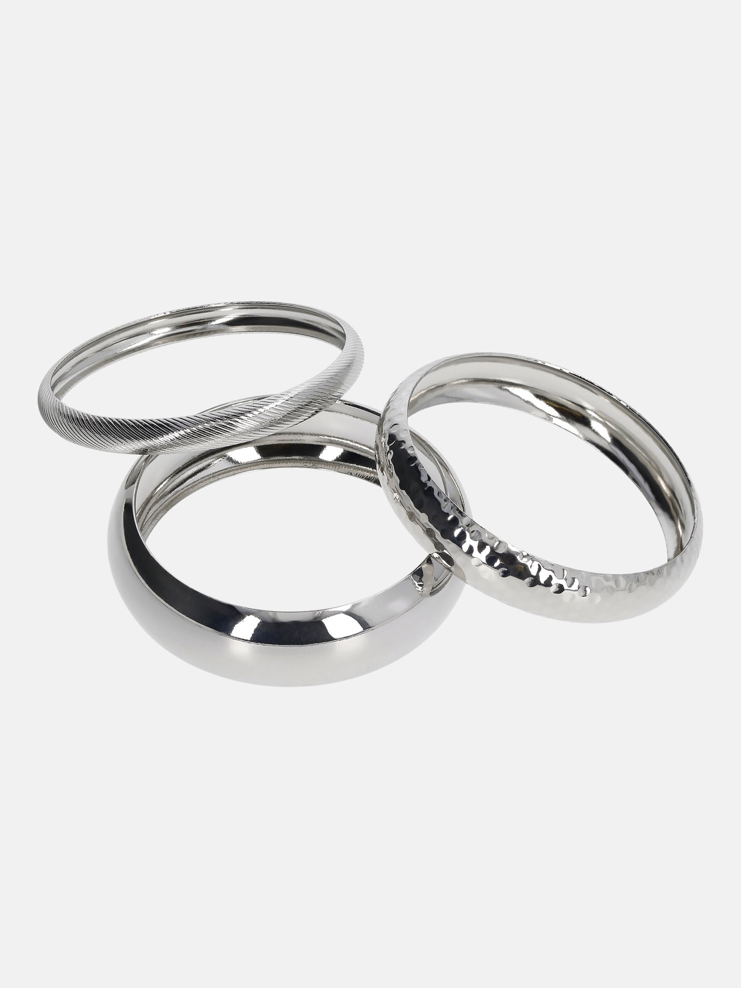 No Boundaries Silver-Tone Bangles, 3-Pack, Women's