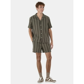 No Boundaries Textured Fabric Shirt with Short Sleeves, Men's & Big Men's