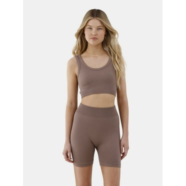 No Boundaries Textured Seamless Tank Top and Shorts Set, 2-Piece, Women’s