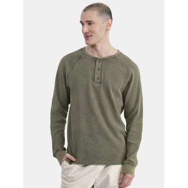 No Boundaries Thermal Henley Shirt with Long Sleeves, Men's and Big Men's, Sizes XS-5XL