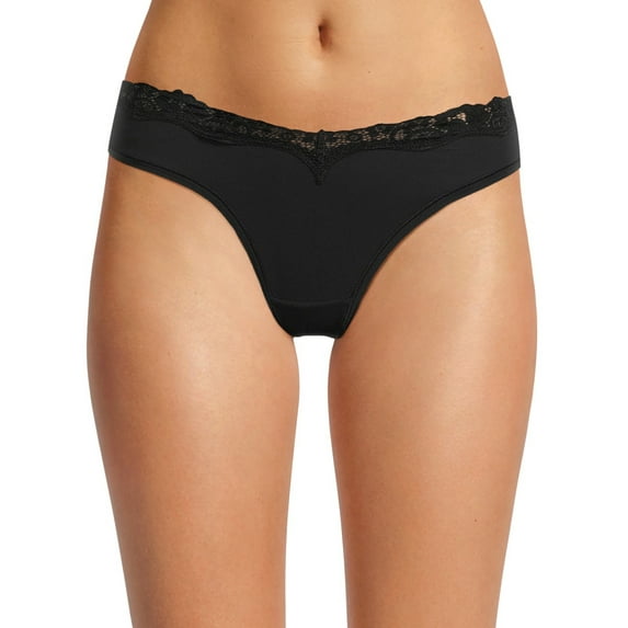 No Boundaries Thong Panty with Lace, Trim Women’s and Women’s Plus