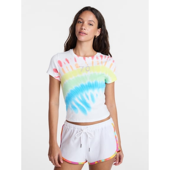 No Boundaries Pride Tie Dye Ribbed Graphic Cotton Baby Tee, Women's XXS-XXL