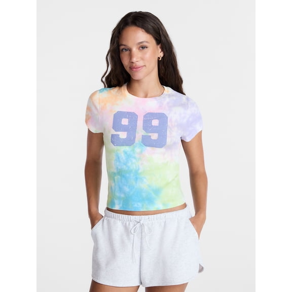 No Boundaries Pride Tie Dye Ribbed Graphic Cotton Baby Tee, Women's XXS-XXL
