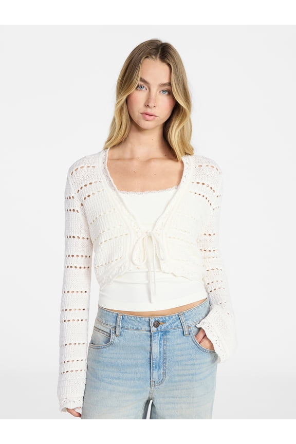 Tie Front Pointelle Cardigan, Women’s XXS-XXL