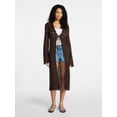 thumbnail image 1 of No Boundaries Tie Front Pointelle Duster, Women's Sizes XXS-XXL, 1 of 4