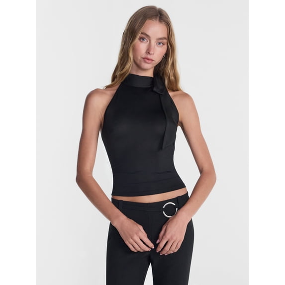 No Boundaries Tie Neck Halter Top, Women's XXS-XXL