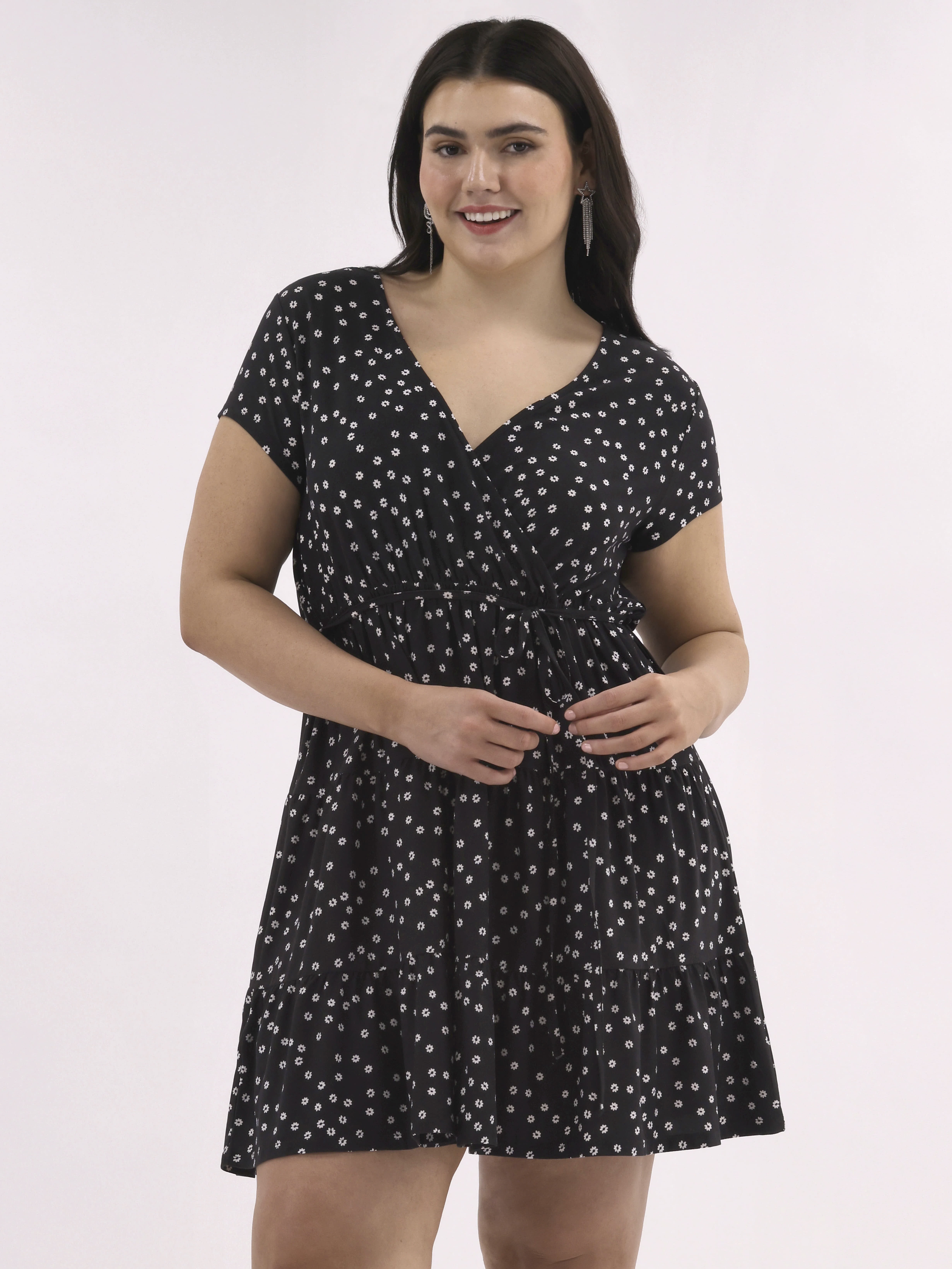 No Boundaries Tiered Babydoll Dress, Women's Plus