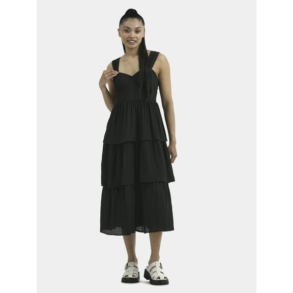 No Boundaries Tiered Bustier Maxi Dress, Women's