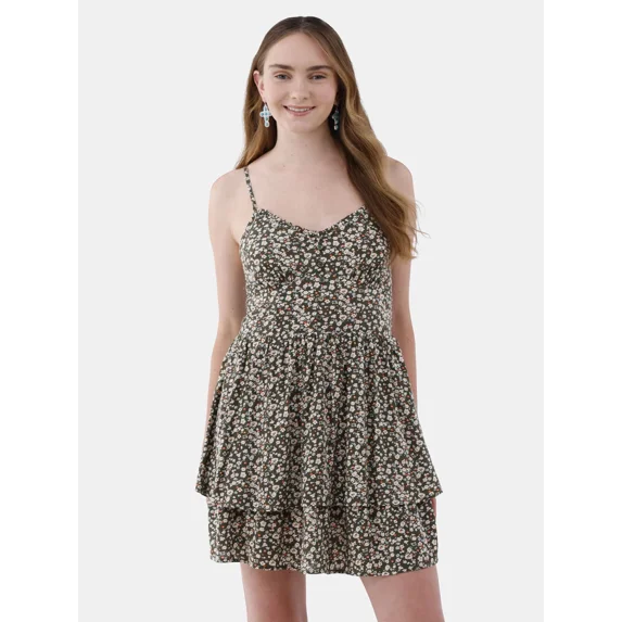 No Boundaries Tiered Corset Ruffle Dress, Women’s