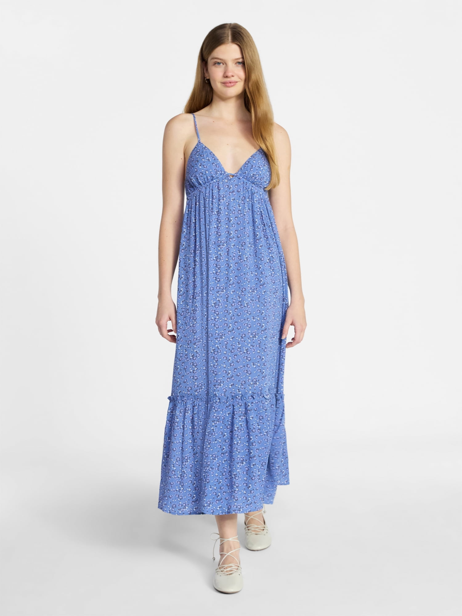 No Boundaries Sleeveless Tiered Maxi Dress, Women's XXS-XXL