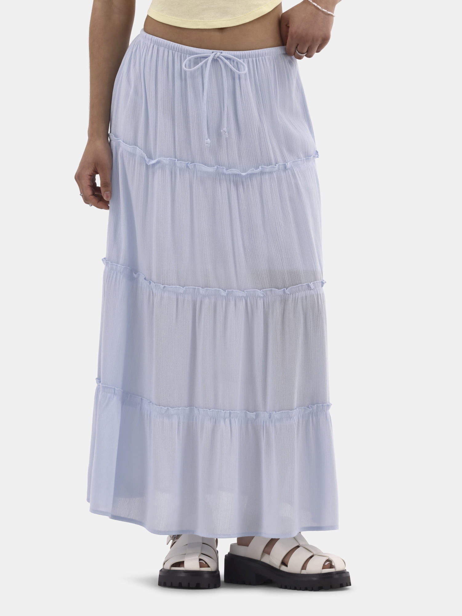 No Boundaries Tiered Maxi Skirt, Women's and Women's Plus
