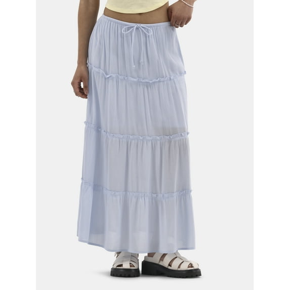 No Boundaries Tiered Maxi Skirt, Women's and Women's Plus