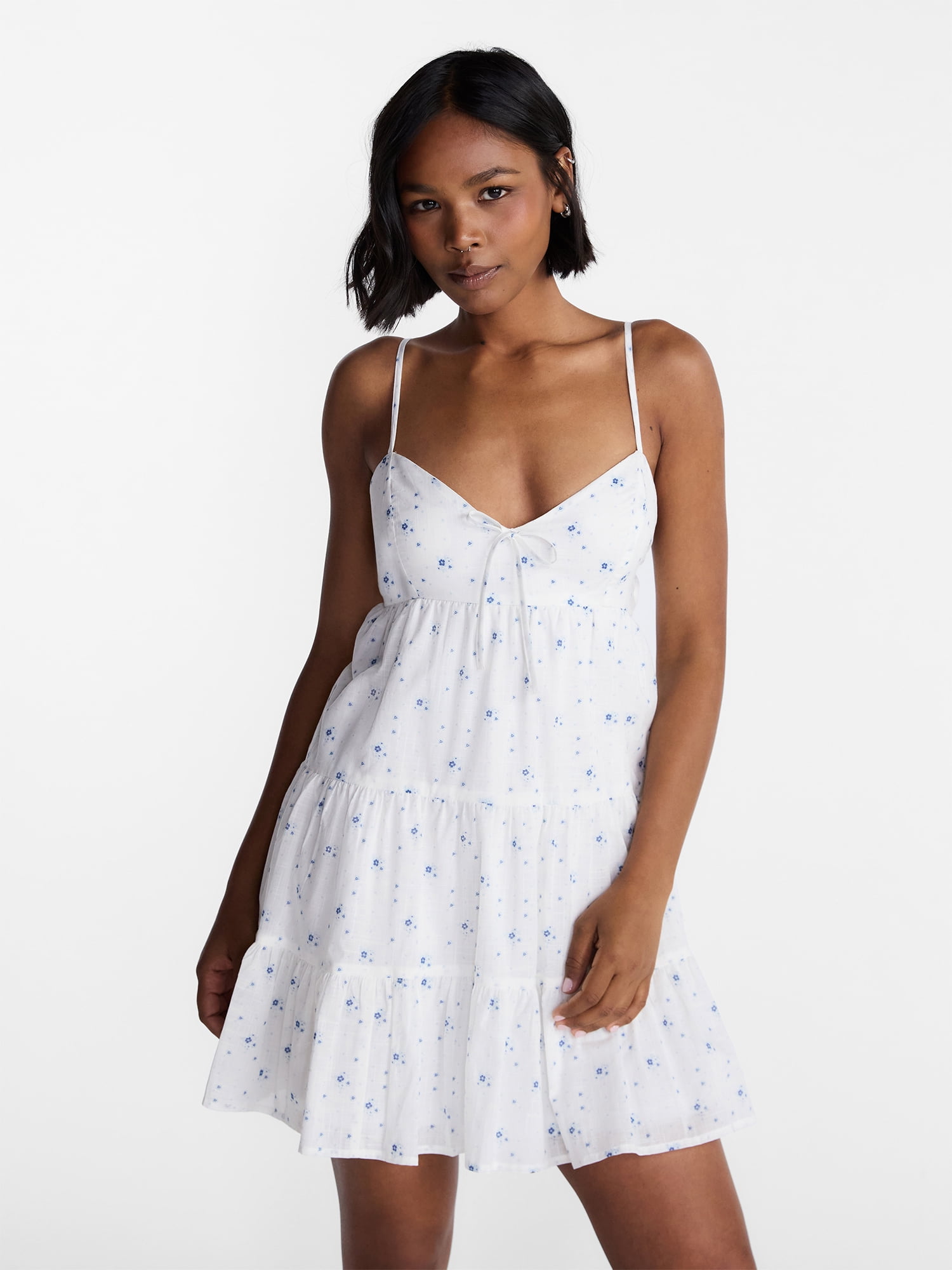 No Boundaries Tiered Trapeze Dress, Women's XXS-XXL
