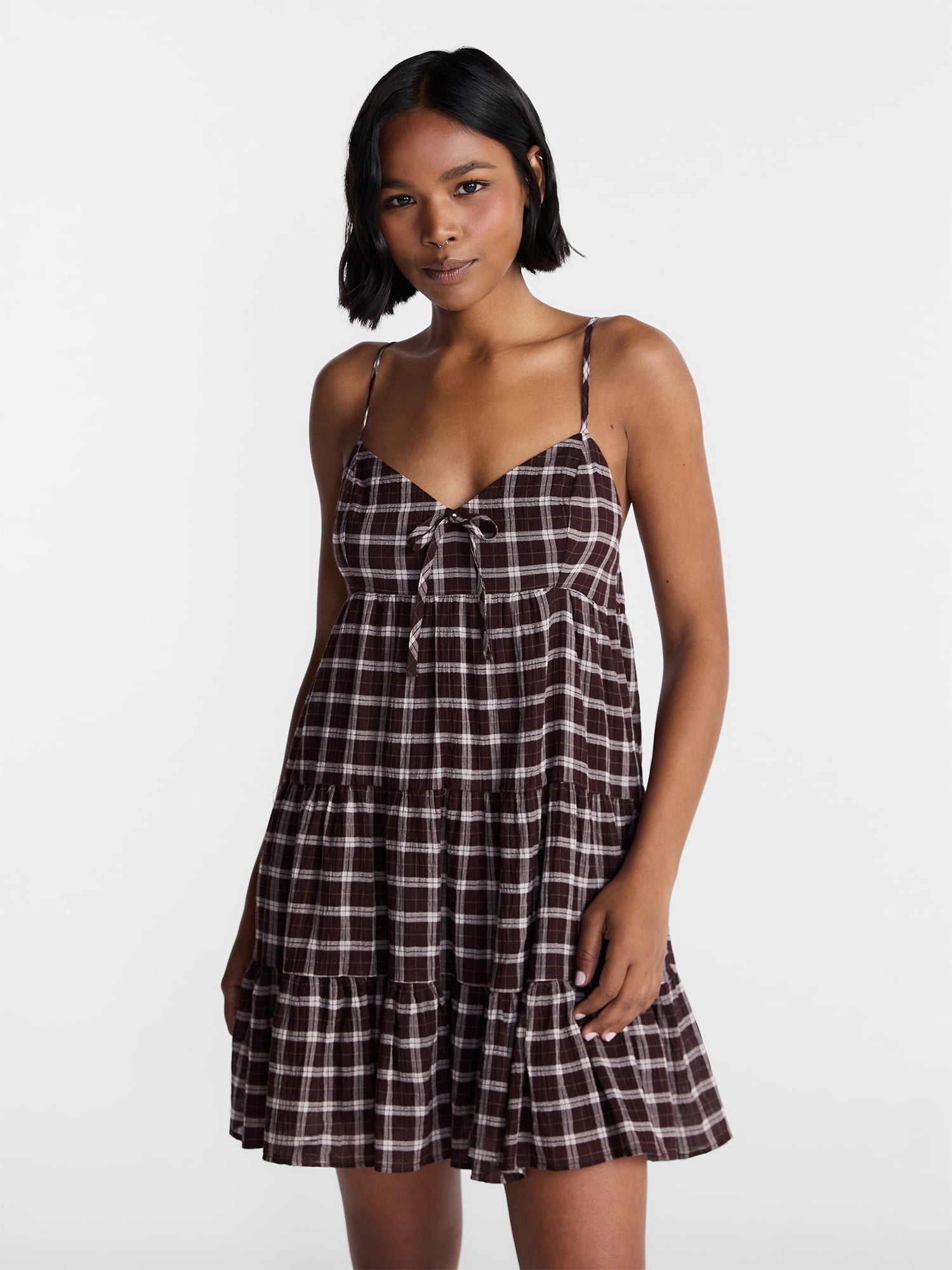 No Boundaries Tiered Trapeze Dress, Women's XXS-XXL