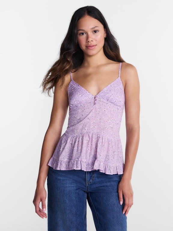 Tiered Woven Cotton Cami, Women's XXS-XXL