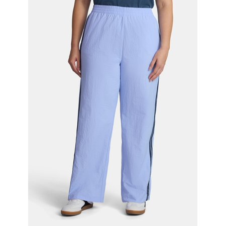 No Boundaries Straight Leg Track Pants with Side Stripes, 31'' Inseam, Women's Plus