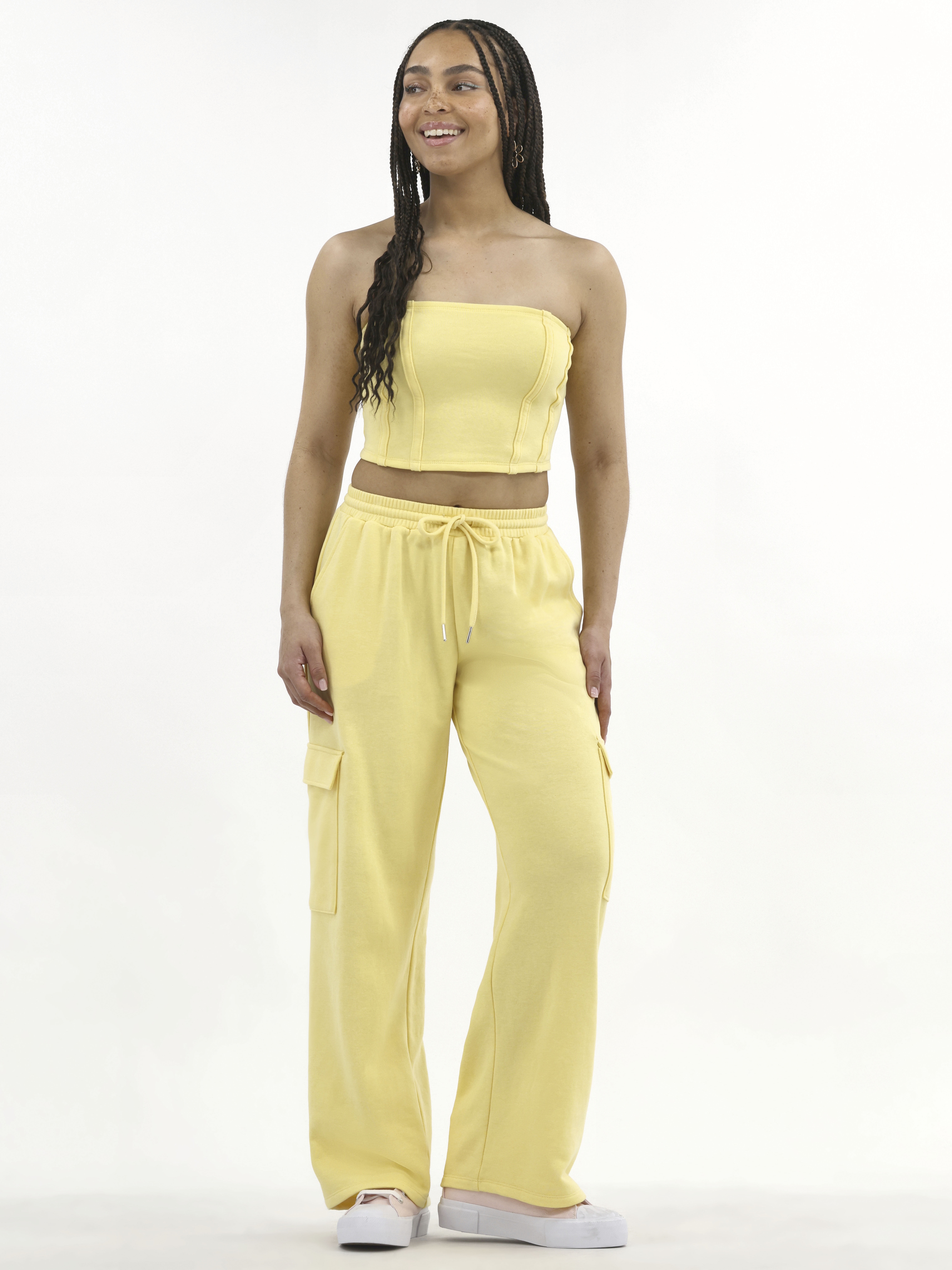 No Boundaries Tube Top and Cargo Pants Set, 2-Piece, Women's