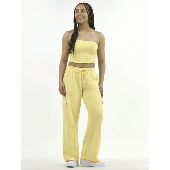 No Boundaries Tube Top and Cargo Pants Set, 2-Piece, Women's