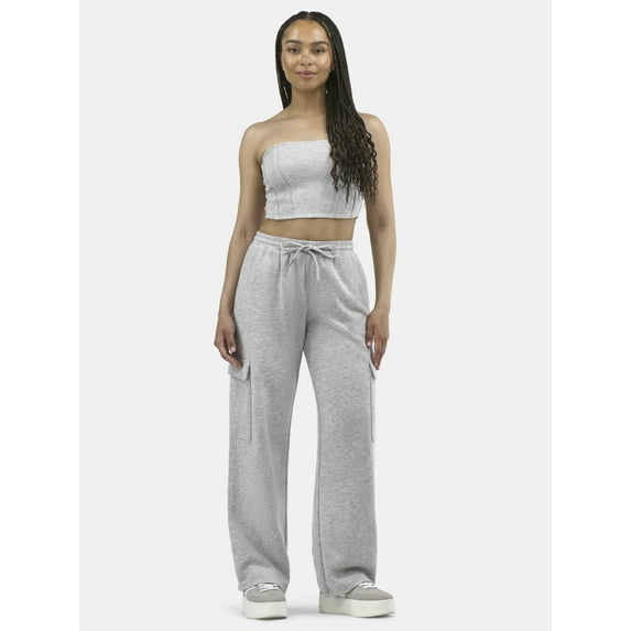 No Boundaries Tube Top and Cargo Pants Set, 2-Piece, Women's