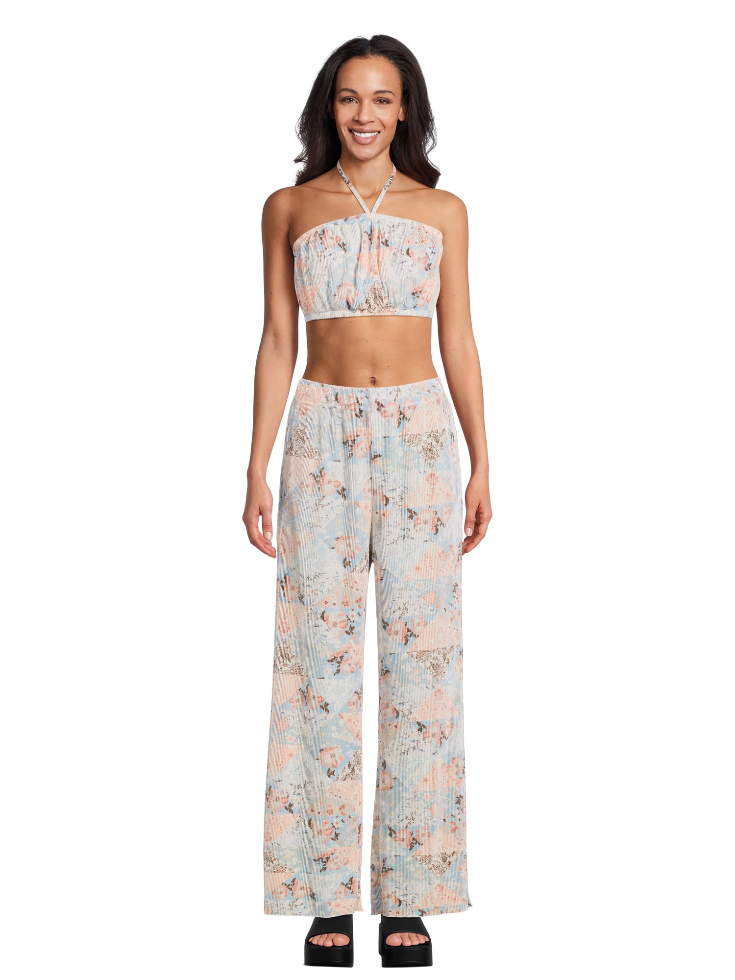 No Boundaries Tube Top and Pants Set, 2 Piece, Women’s and Women’s Plus