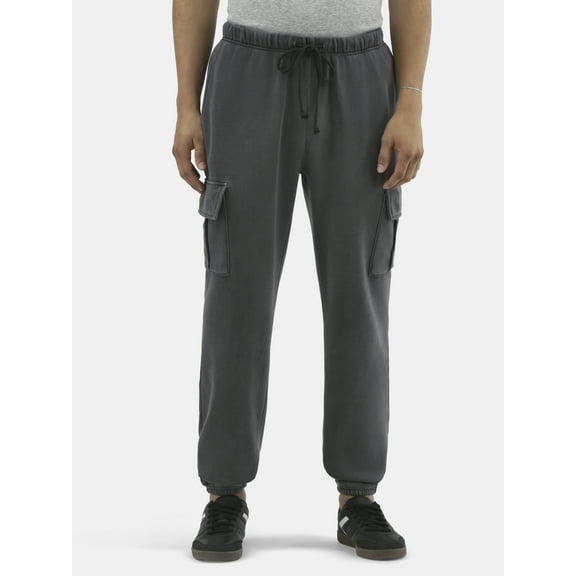 No Boundaries Men's & Big Men's Cargo Jogger Fleece Sweatpants, Sizes XS-5XL