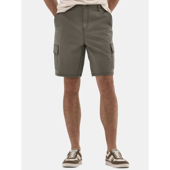 No Boundaries Men's & Big Men's Twill Long Cargo Shorts, 9" Inseam, Sizes XS-5XL