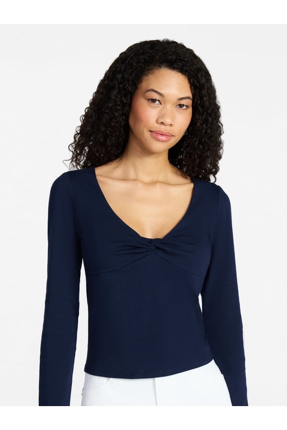 Twist Front Tee with Long Sleeves, Women’s XXS-XXL