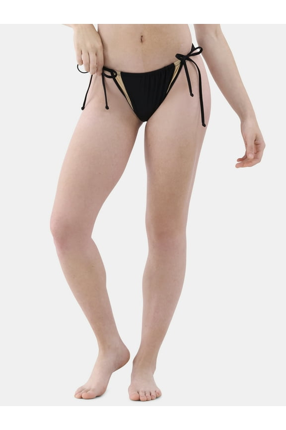 Two Tone Side Tie String Bikini Bottoms, Women’s