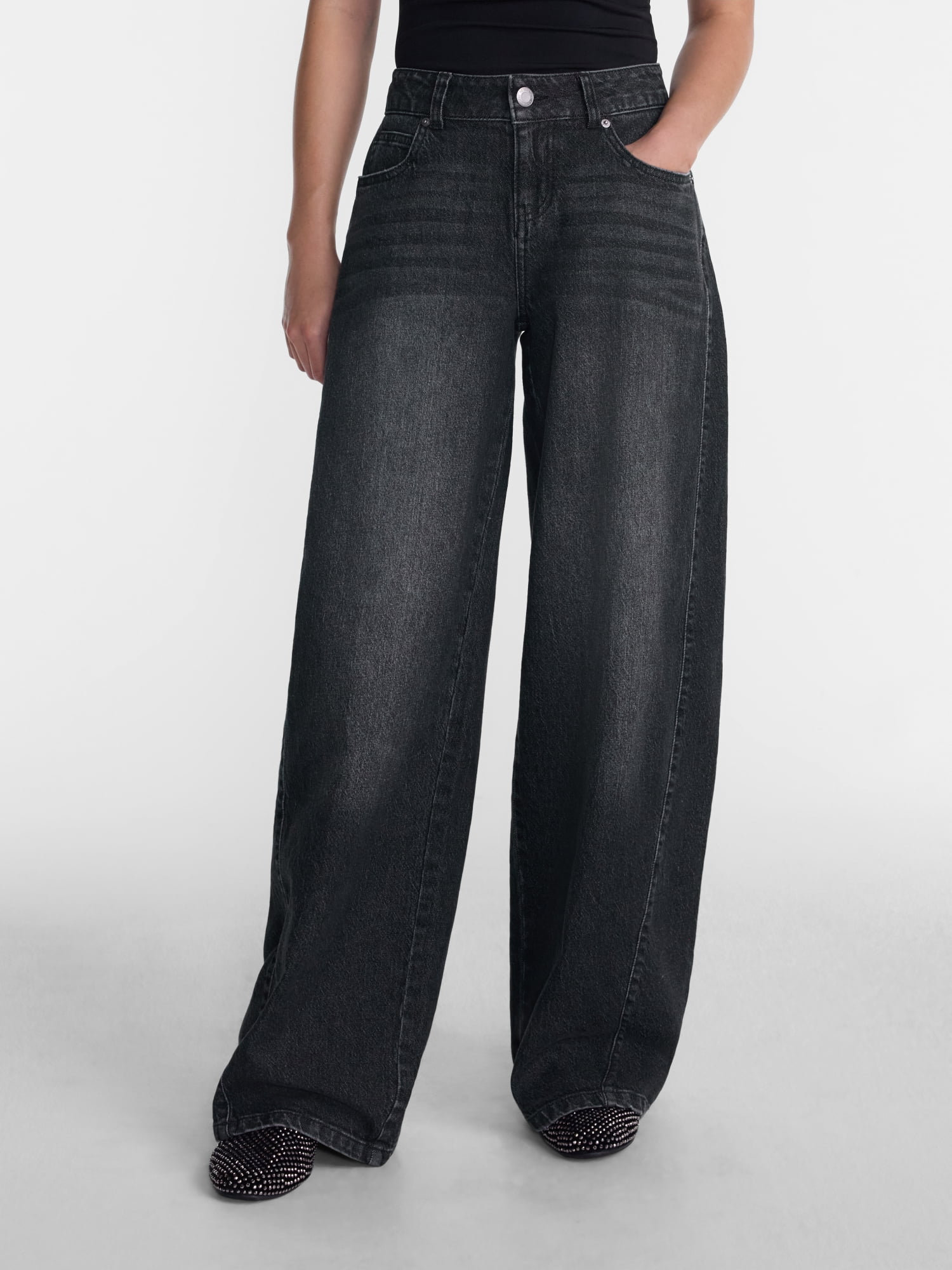 No Boundaries Ultra Baggy Barrel Jeans, 32.5'' Inseam, Women's Waist Sizes 00-20