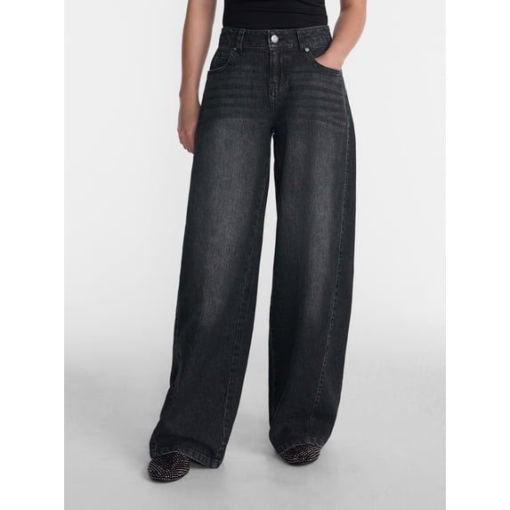 No Boundaries Ultra Baggy Barrel Jeans, 30.5", 32.5'', 34.5" Inseams, Women's and Women's Plus Sizes 00-4X