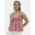 thumbnail image 1 of No Boundaries V-Neck Smocked Cami Tank Top, Women's, 1 of 4