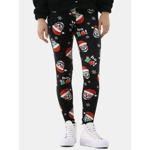 No Boundaries Velour Holiday Leggings, 1 or 2-Pack, Women's and Women's Plus