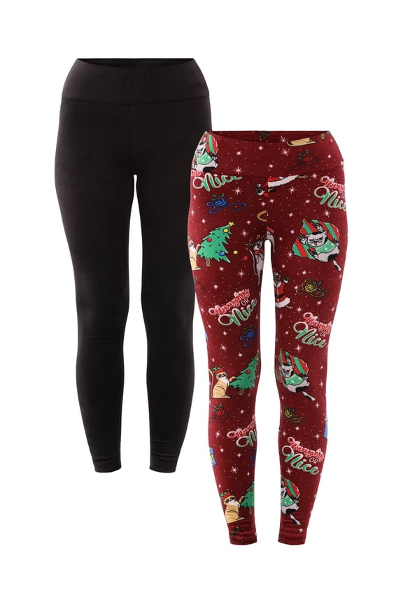 Velour Holiday Leggings, 1 or 2-Pack, Women's and Women's Plus