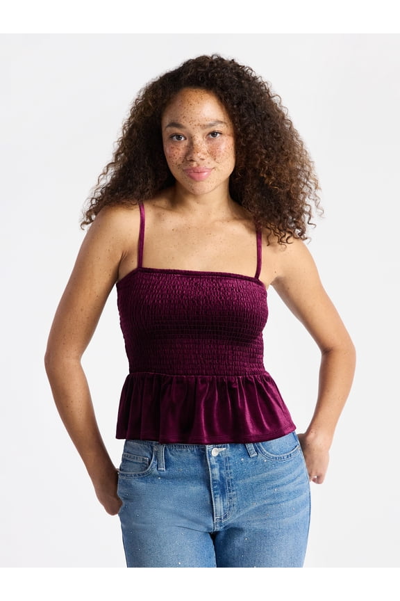 Velvet Smocked Peplum Cami, Women's