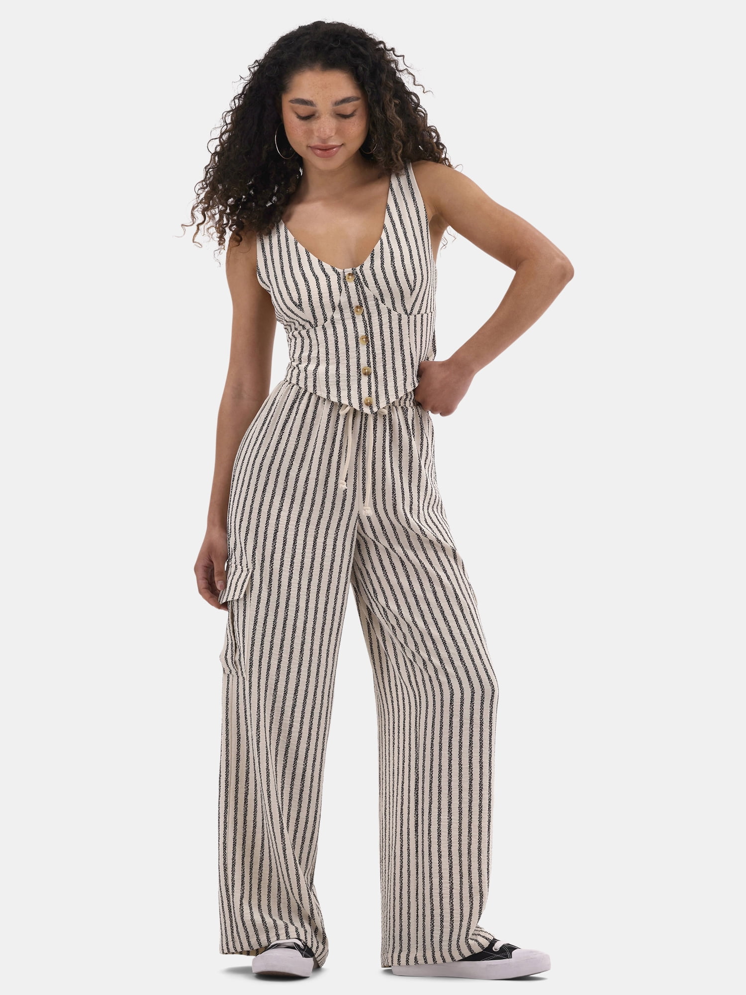 No Boundaries Tube Top and Cargo Sweatpants Set, 2-Piece