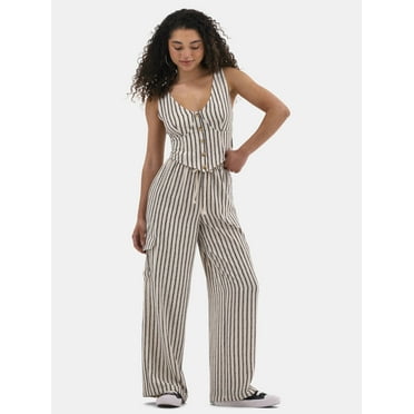 No Boundaries Vest and Cargo Pants Outfit Set, 2-Piece, Women's and Women's Plus