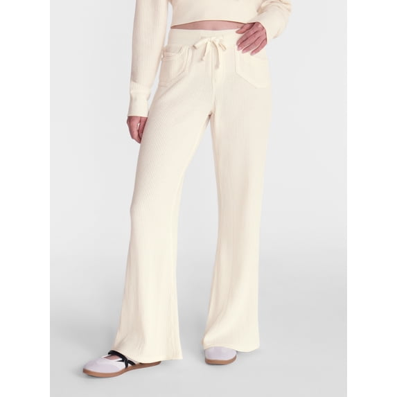 No Boundaries Waffle Knit Flare Pants, 31.5'' Inseam, Women's XXS-XXL
