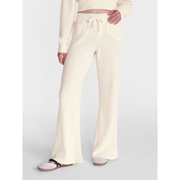 No Boundaries Waffle Knit Flare Pants, 31.5'' Inseam, Women's XXS-XXL