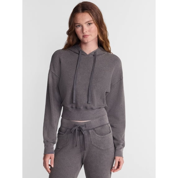 No Boundaries Waffle Knit Hoodie, Women's XXS-XXL