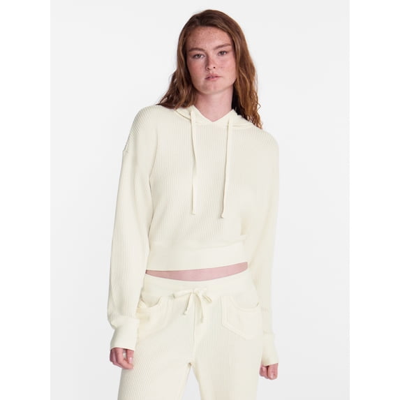No Boundaries Waffle Knit Hoodie, Women's XXS-XXL