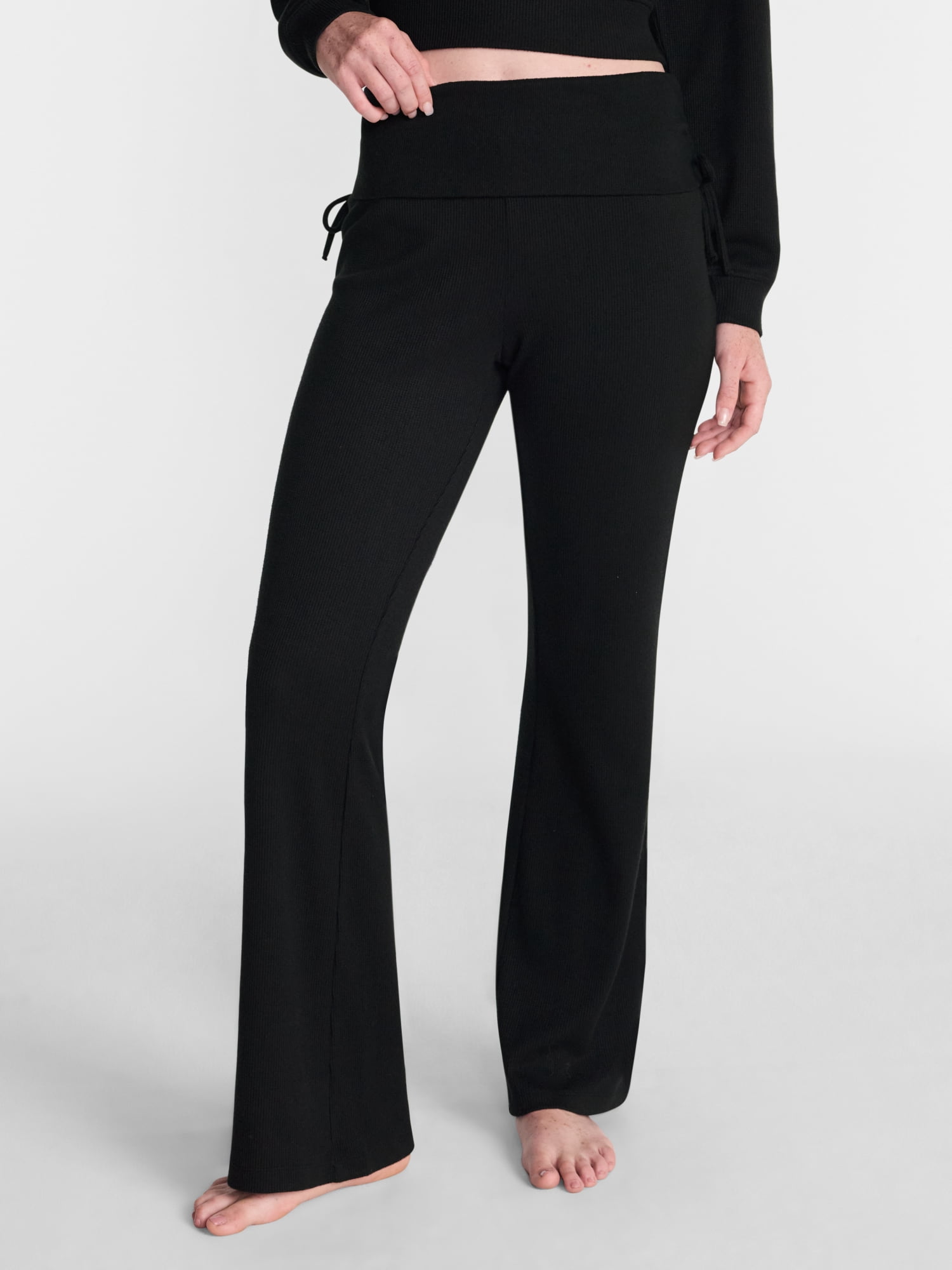 No Boundaries Waffle Knit Foldover Pants, 31.5'' Inseam, Women’s and Women's Plus XS-2X