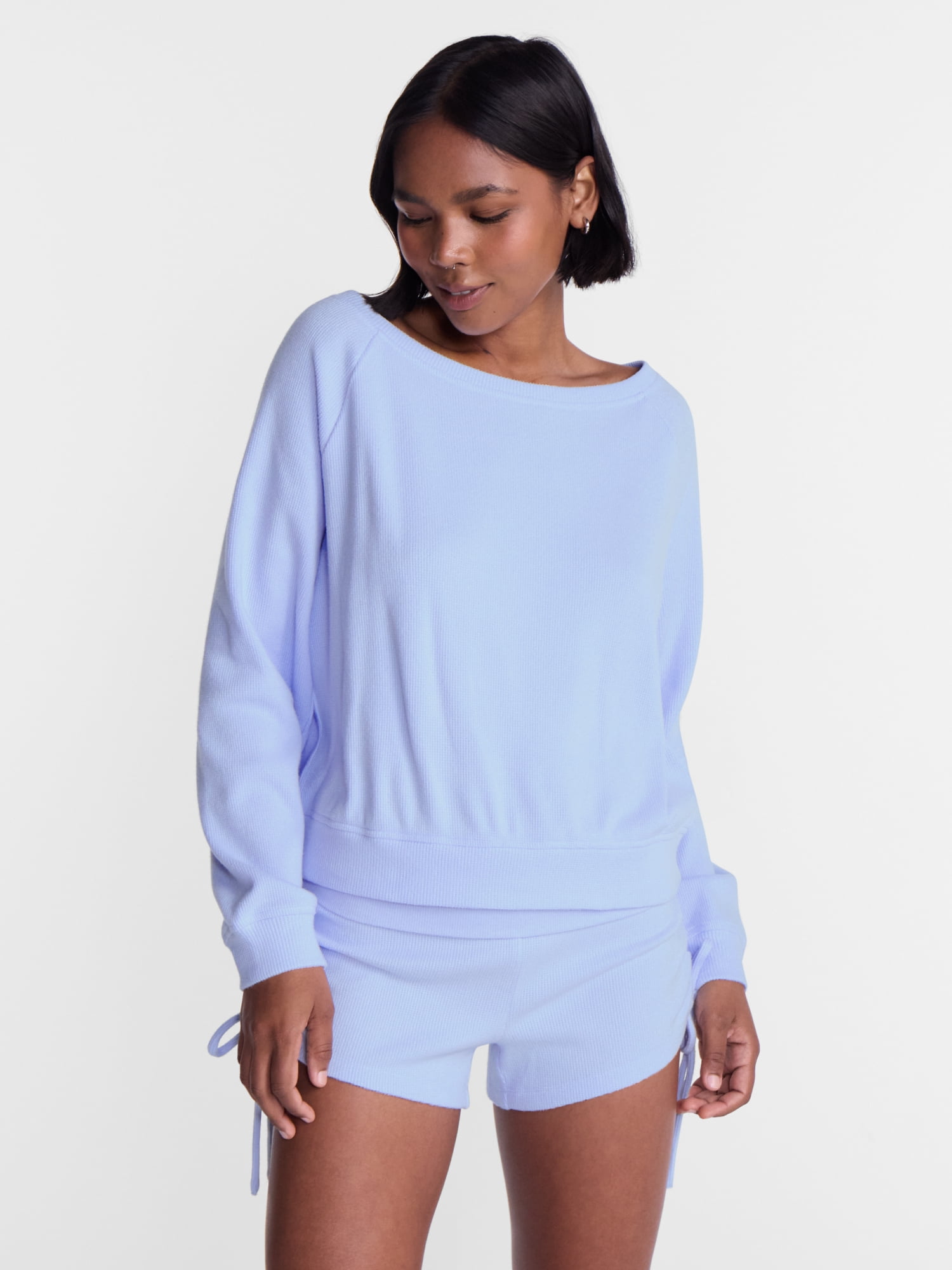 No Boundaries Waffle Knit Sleep Top, Women’s and Women’s Plus XS-2X