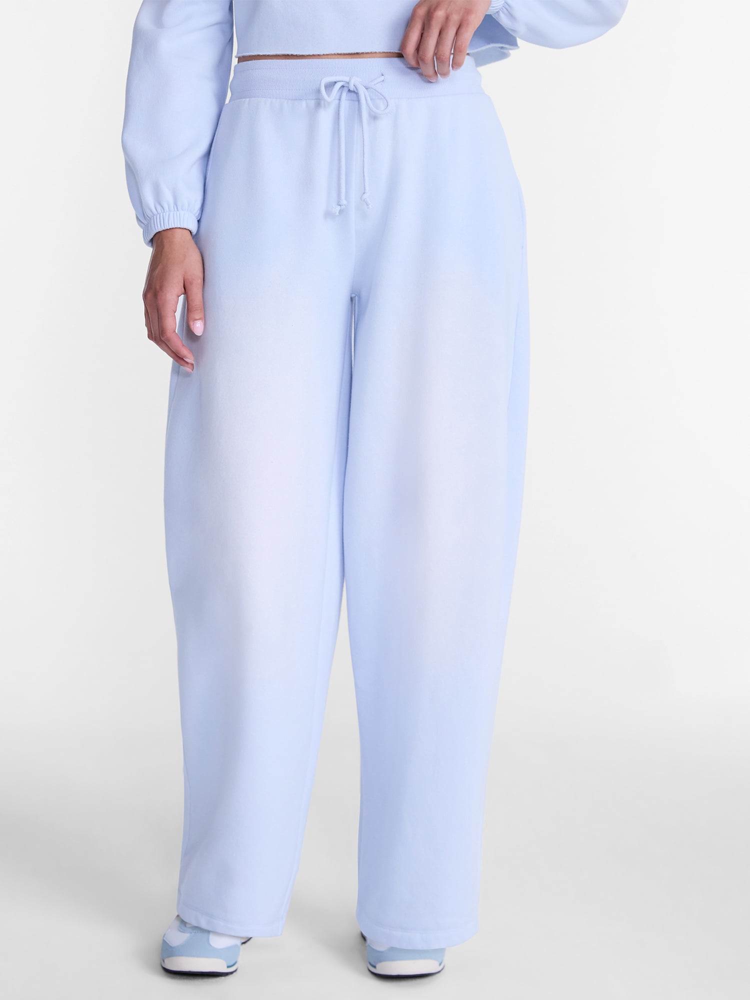 No Boundaries Mineral Wash Fleece Barrel Leg Pants, 29'' Inseam, Women's XXS-XXL