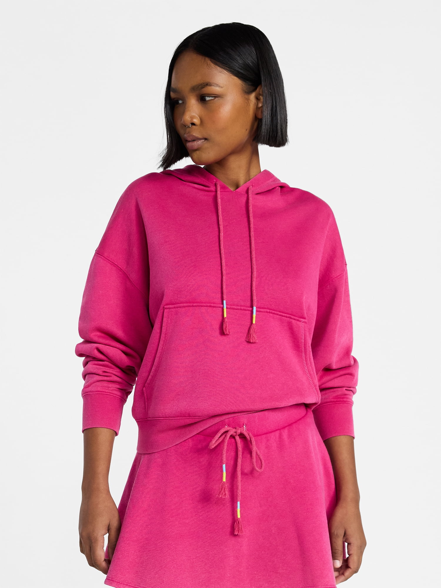 No Boundaries Washed Fleece Pullover Hoodie, Women's XXS-XXL