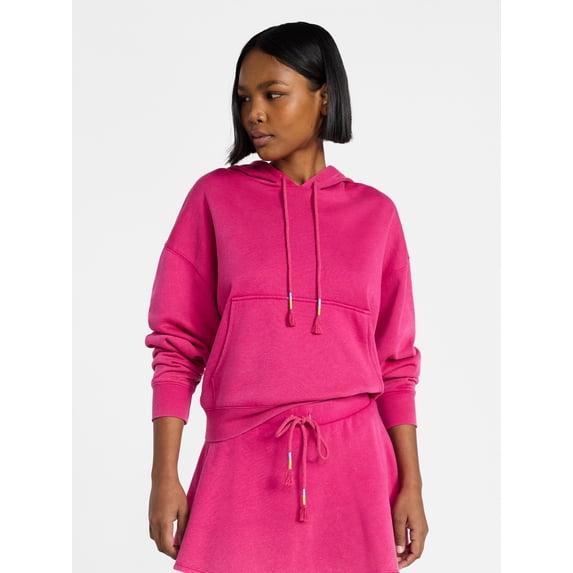 No Boundaries Washed Fleece Pullover Hoodie, Women's XXS-XXL