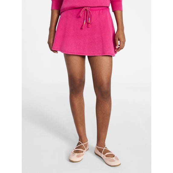 No Boundaries Washed Fleece Mini Skater Skort, Women's XXS-XXL