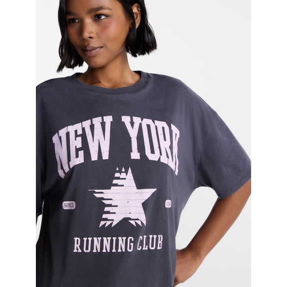 No Boundaries Washed Graphic Boyfriend Tee, Women's XXS-XXL