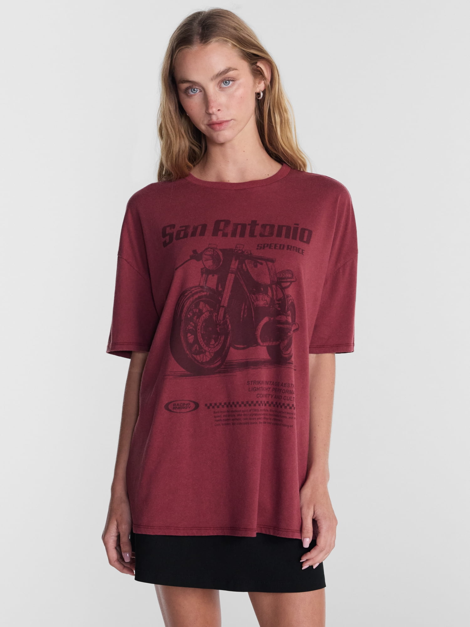 No Boundaries Washed Graphic Boyfriend Tee, Women's XXS-XXL