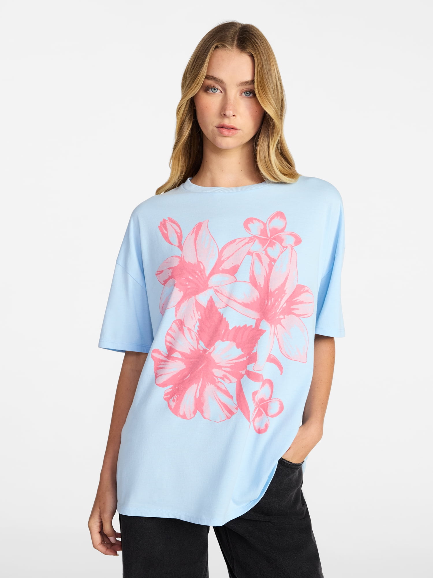 No Boundaries Washed Graphic Boyfriend Tee, Women's XXS-XXL