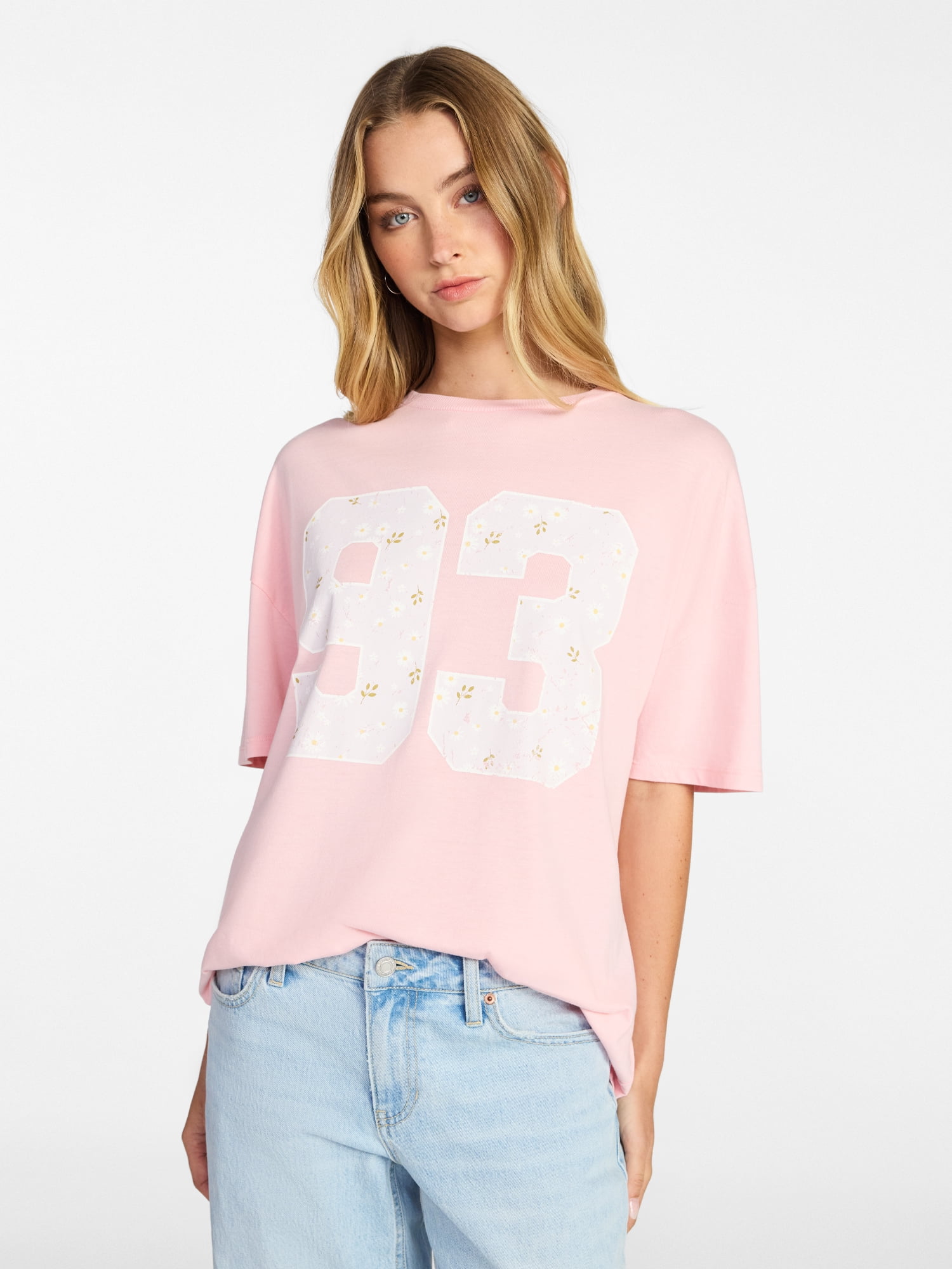 No Boundaries Washed Graphic Boyfriend Tee, Women's XXS-XXL